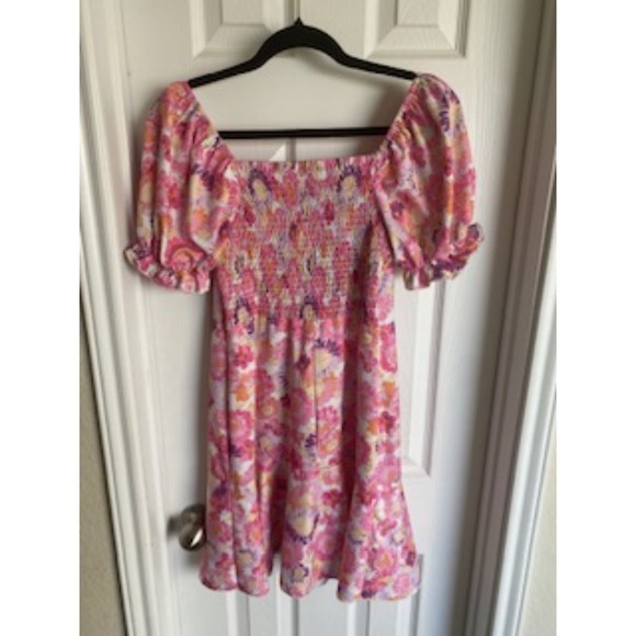 MOLICUTY FLORAL PINK DRESS, SZ L - Picture 2 of 9